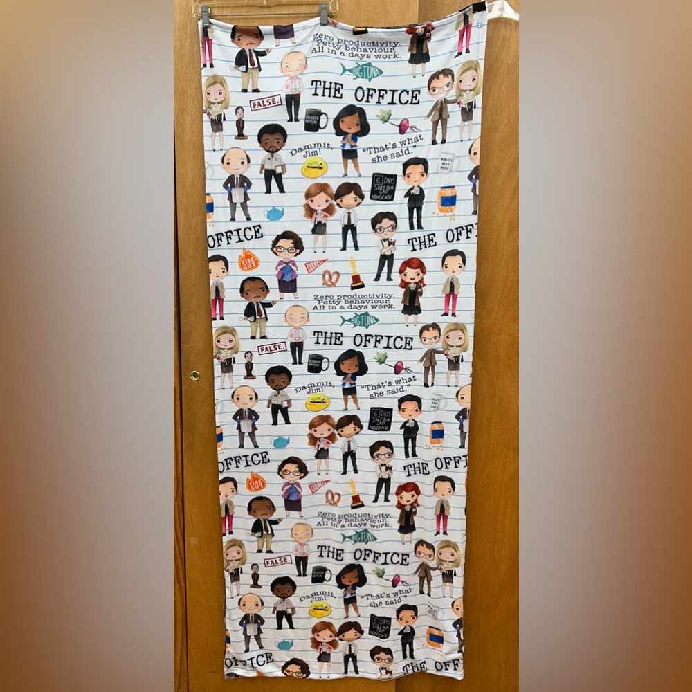 NewThe Office Custom Print Blanket with Brown/White Tie-Dye Backing Sz 72x60 in